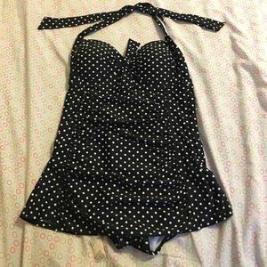 Merona Polka Dot Pin-Up Slim One-Piece Swimsuit L